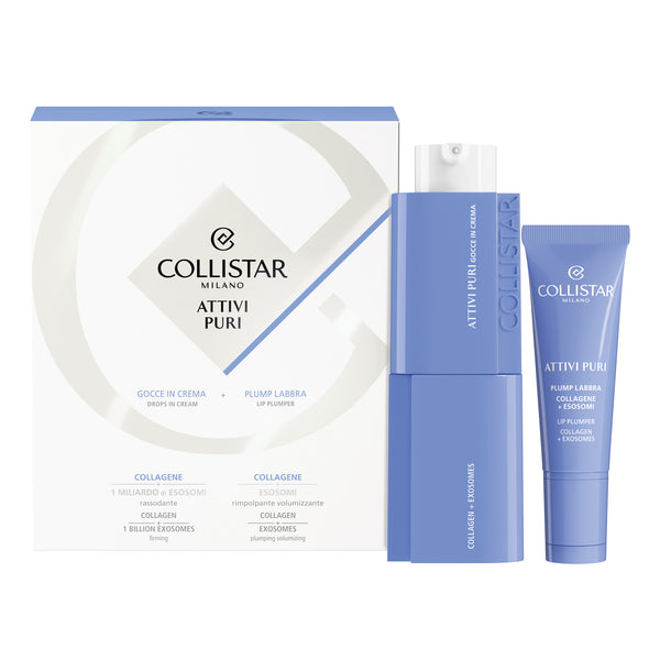 Cofanetto Attivi Puri Collagene+Esosomi Gocce In Crema Collagene 30 ml+Plump Labbra Collagene 10 ml