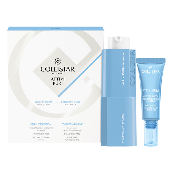 Cofanetto Attivi Puri Acido Ialuronico+Esosomi Gocce In Crema Acido Ialuronico 30 ml + Contorno Occhi Acido Ialuronico 15 ml