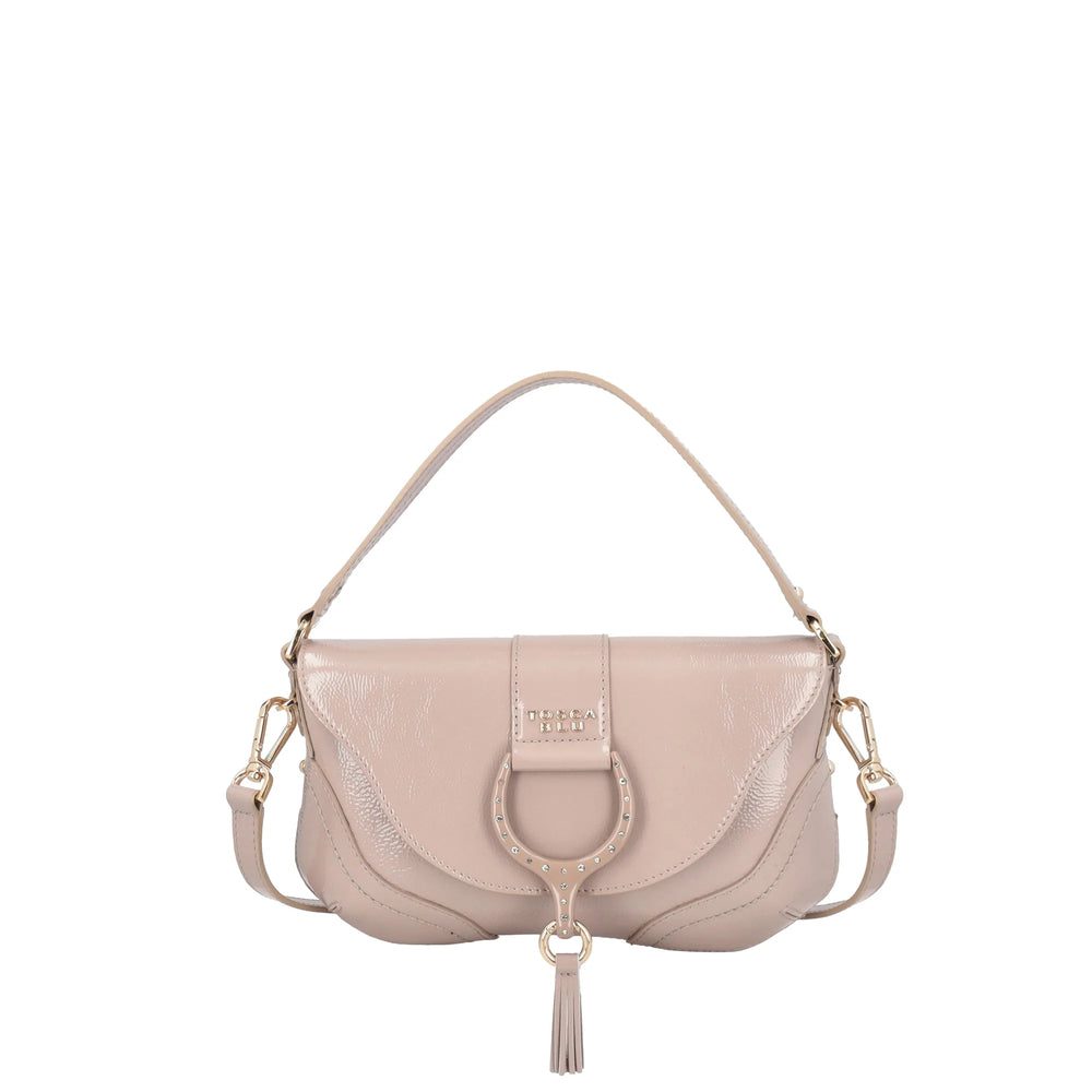 ToscaBlu Mini borsa a tracolla Cecilia in pelle lucida grigia