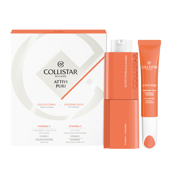 Cofanetto Attivi Puri Vitamina C+Esosomi Gocce In Crema Vitamina C 30 ml+Contorno Occhi Vitamina C 15 ml
